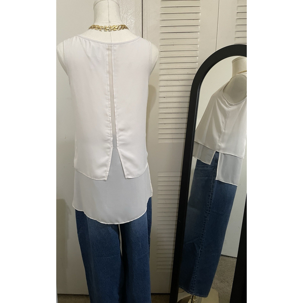 HD in Paris Anthropologie Sleeveless Pleated Sheer Top Size 2 Made In Indonesia - Picture 4 of 8